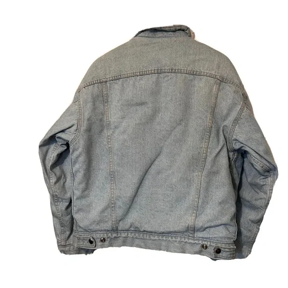 Vintage Levi’s Sherpa Fleece Trucker Light Denim Jacket 70609 USA Sz L - Picture 2 of 12